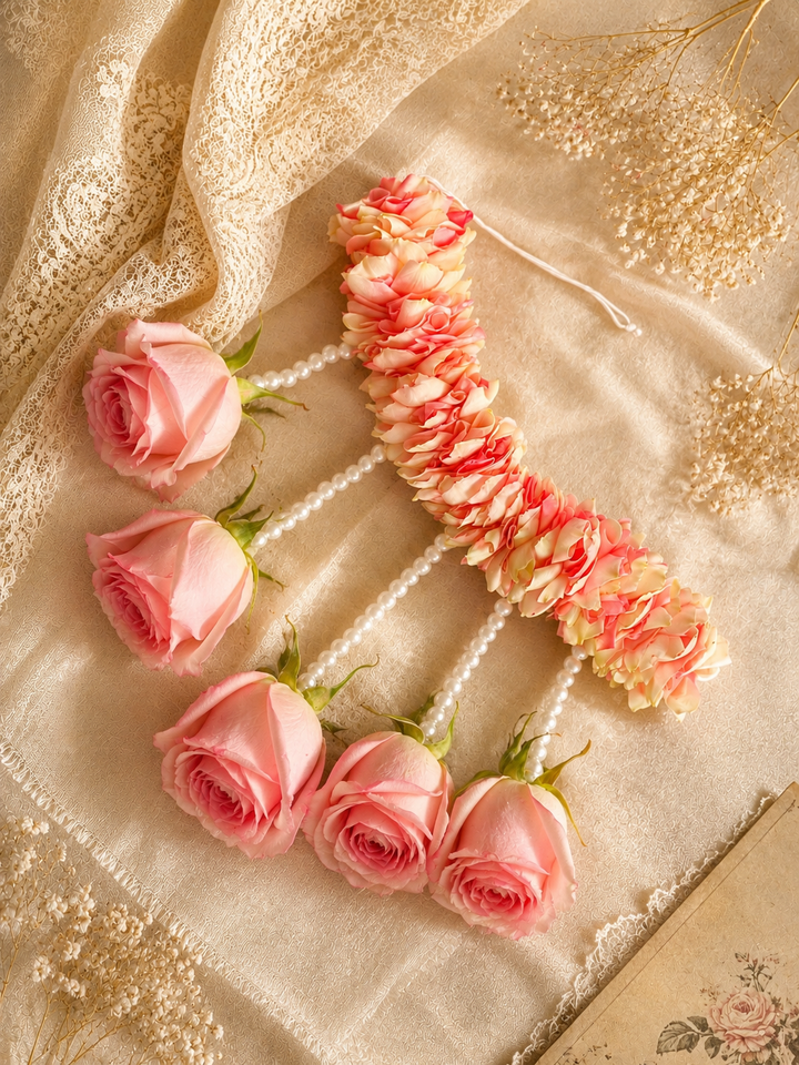 Handcrafted Rose & Pearl Fusion Floral Hair