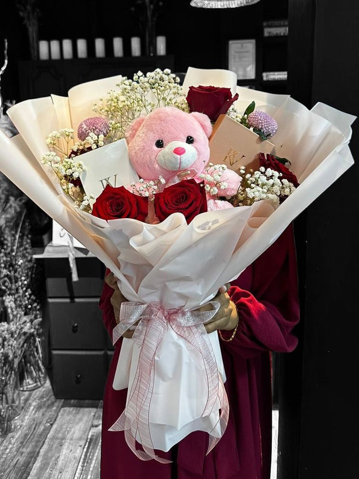 The "Sweetheart Embrace" Teddy Bear Bouquet